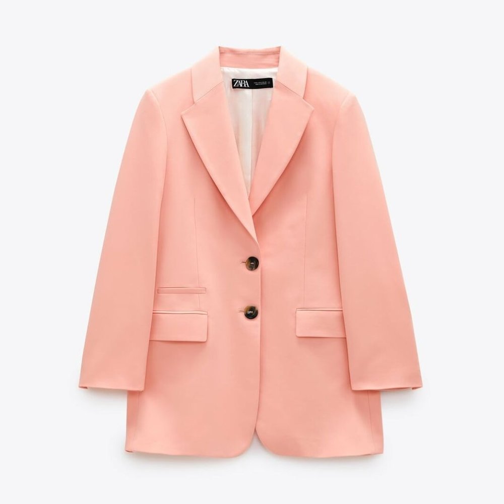 ZARA LAPEL COLLAR PEACH BLAZER JACKET